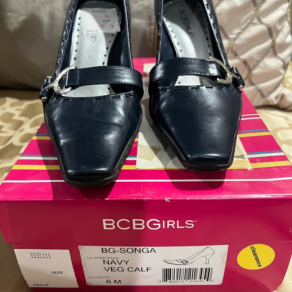 BCBGirls Dark Blue Heels with Silver Buckle